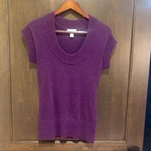 Capped sleeve purple sweater